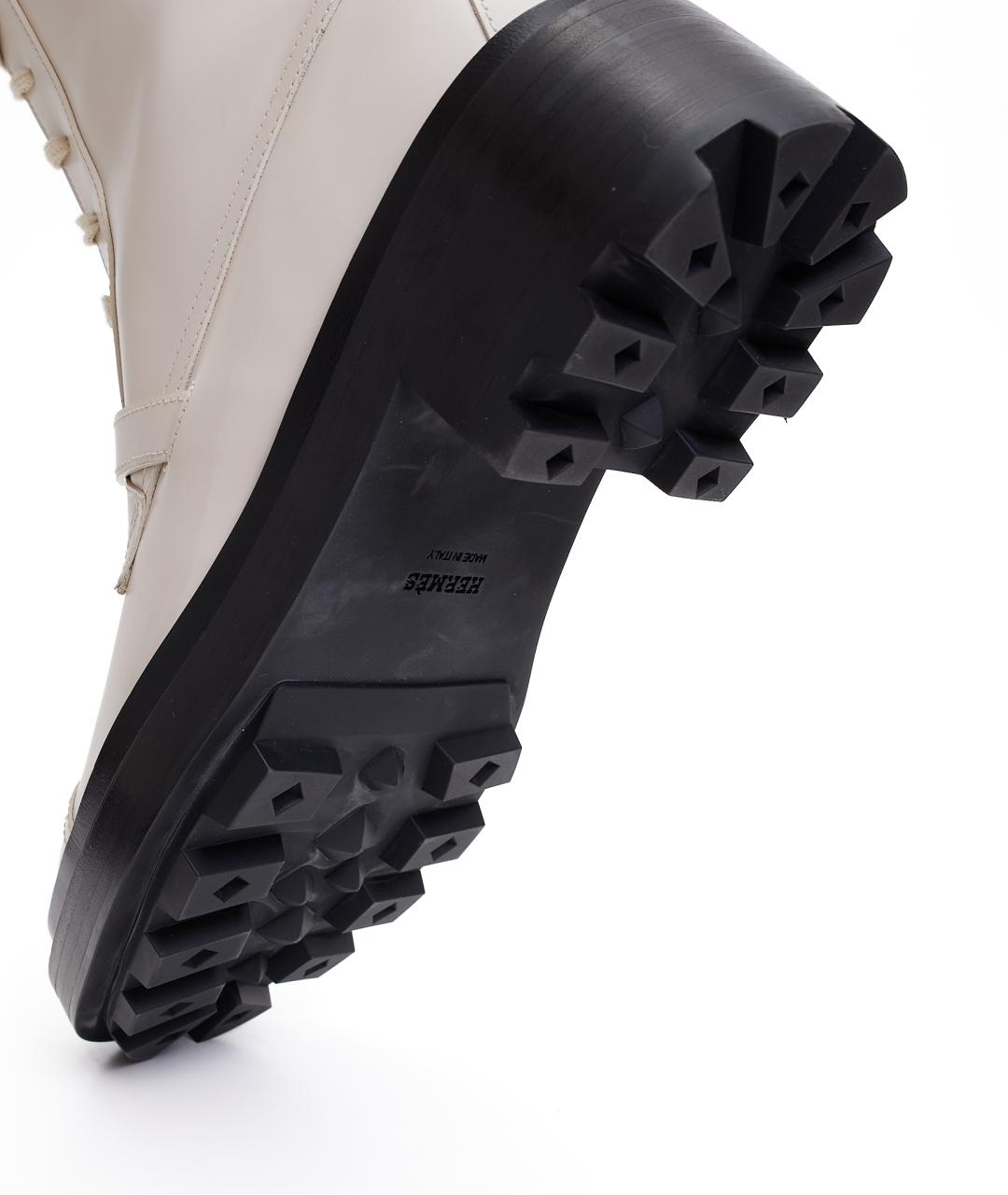 HERMES Белые кожаные ботинки, фото 9