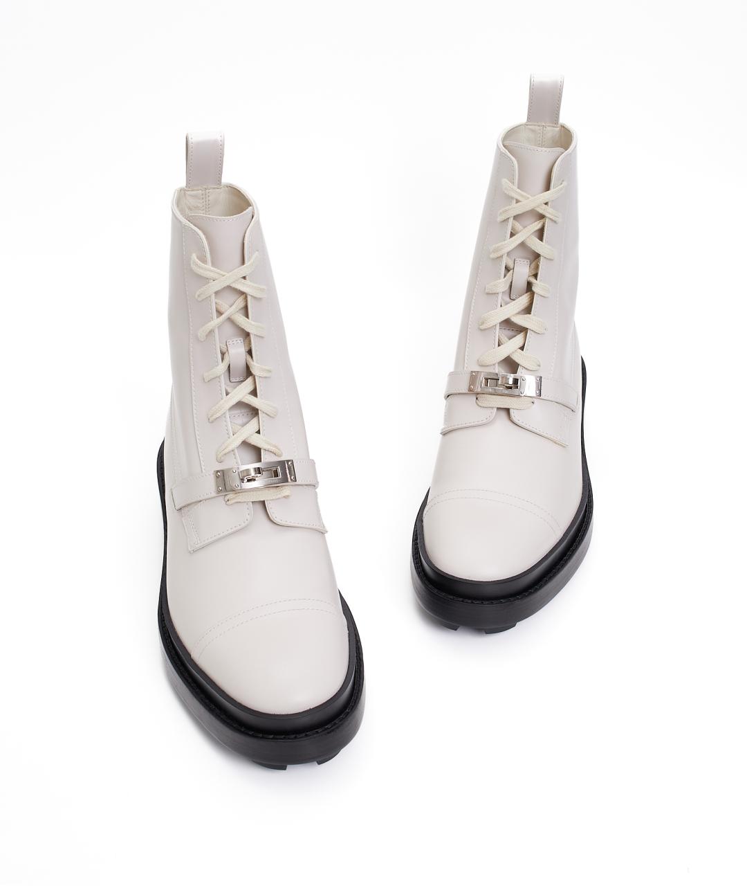 HERMES Белые кожаные ботинки, фото 8