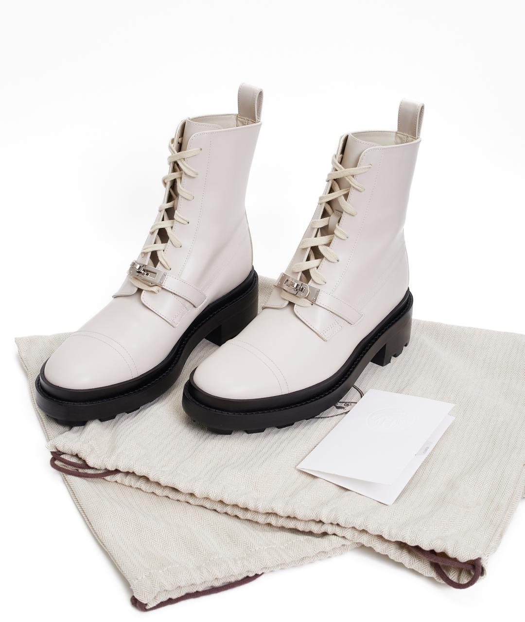 HERMES Белые кожаные ботинки, фото 7
