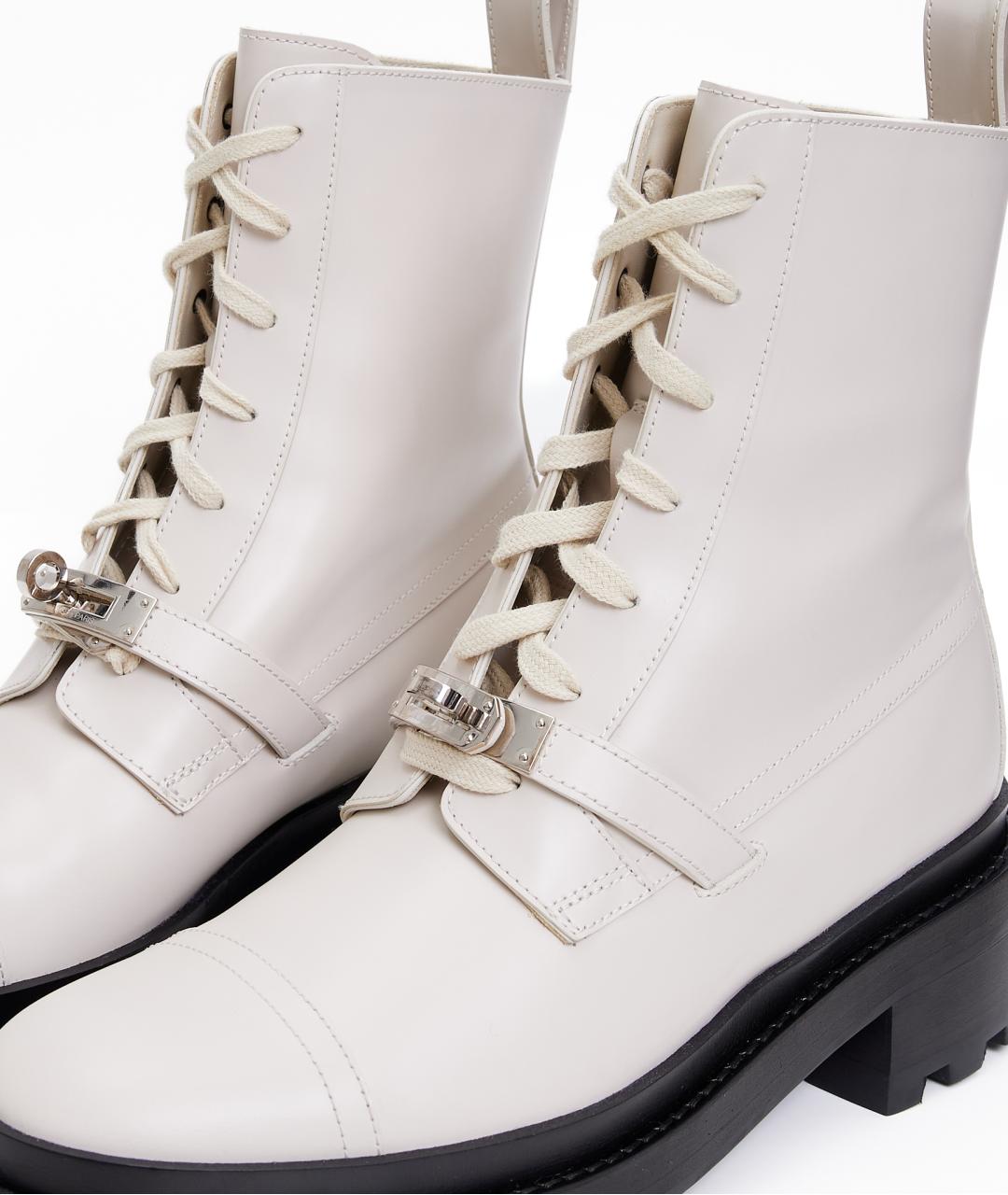 HERMES Белые кожаные ботинки, фото 4