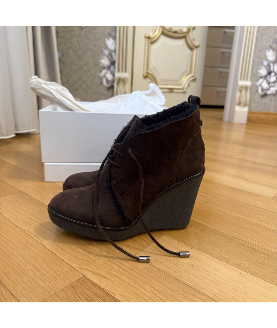 MONCLER Коричневые замшевые ботинки, фото 5