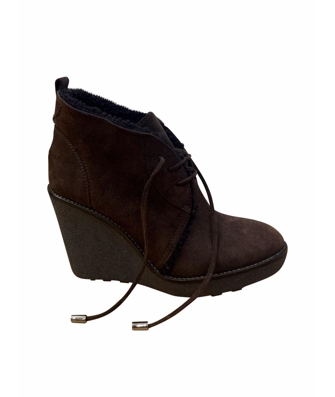 MONCLER Коричневые замшевые ботинки, фото 1