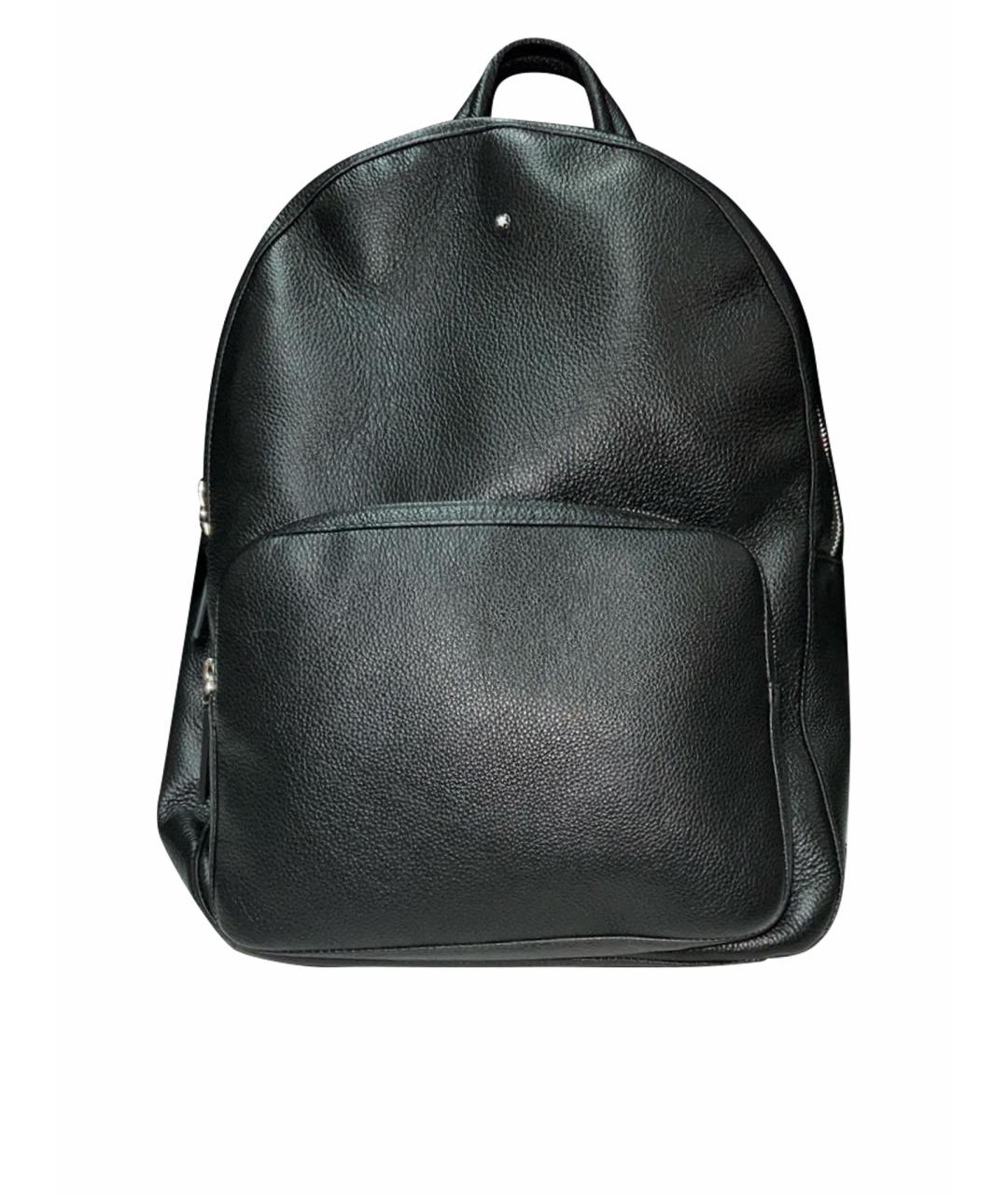 MONTBLANC Черный кожаный рюкзак, фото 1