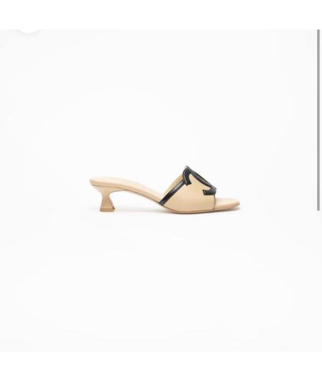 CHANEL Бежевые кожаные сандалии, фото 3