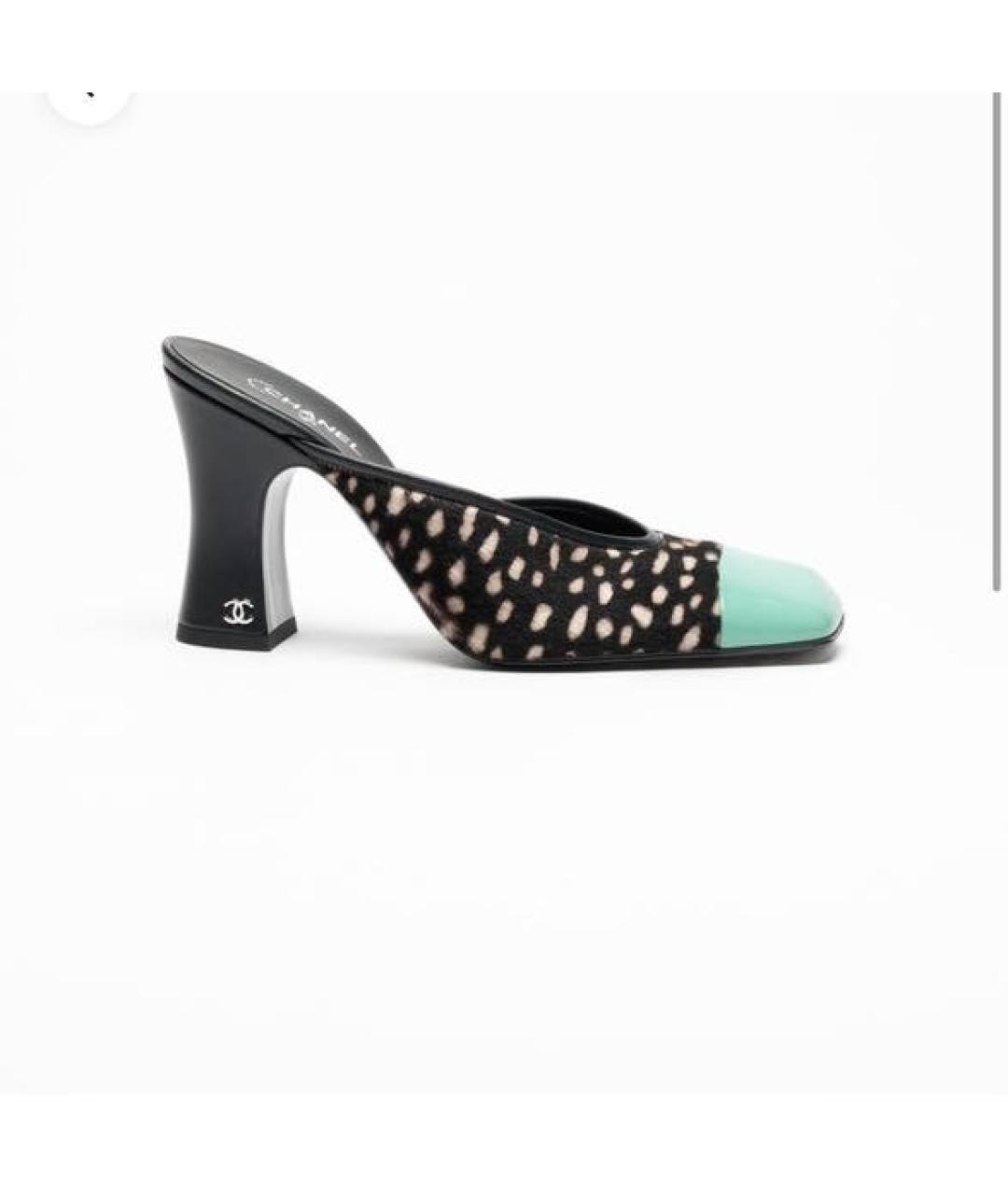 CHANEL Бирюзовые кожаные сандалии, фото 4