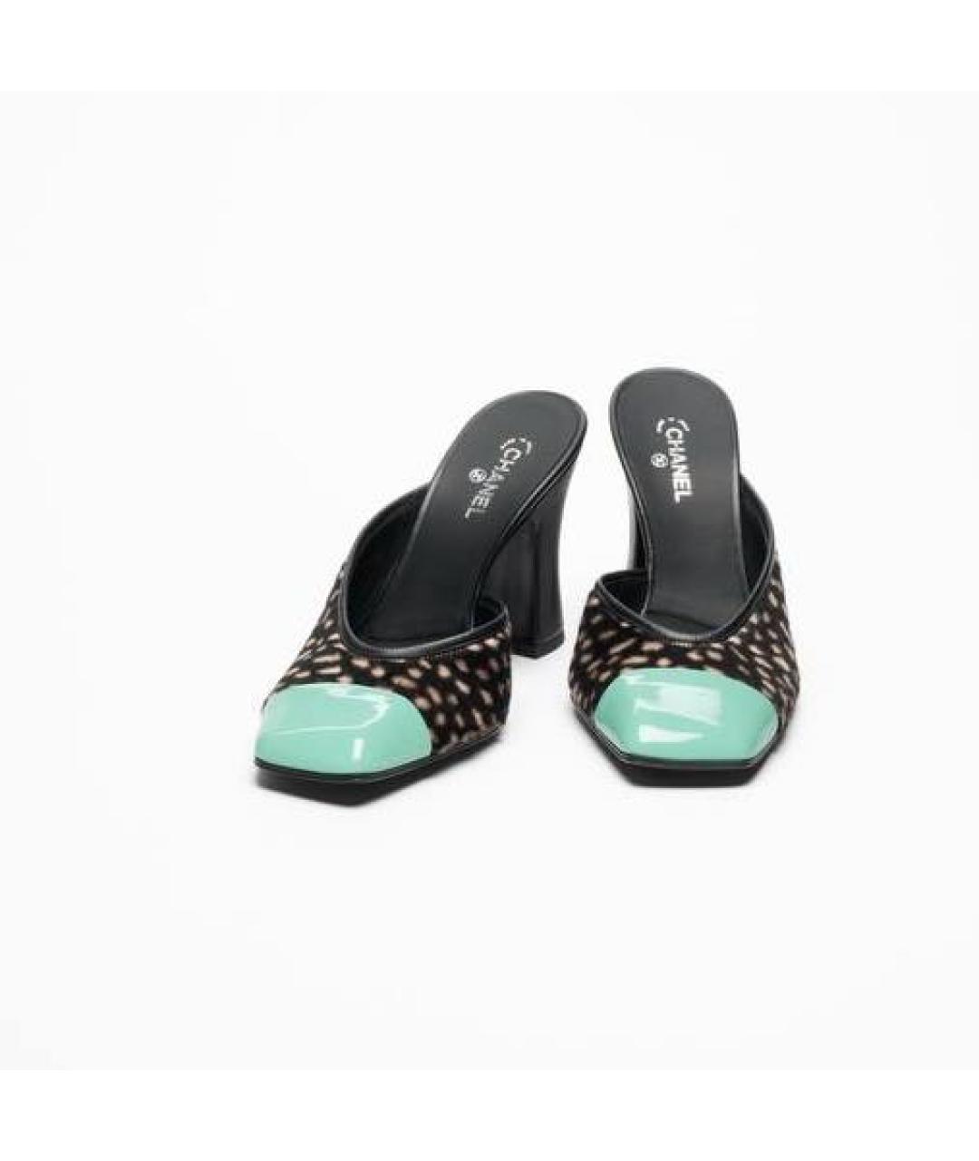 CHANEL Бирюзовые кожаные сандалии, фото 3