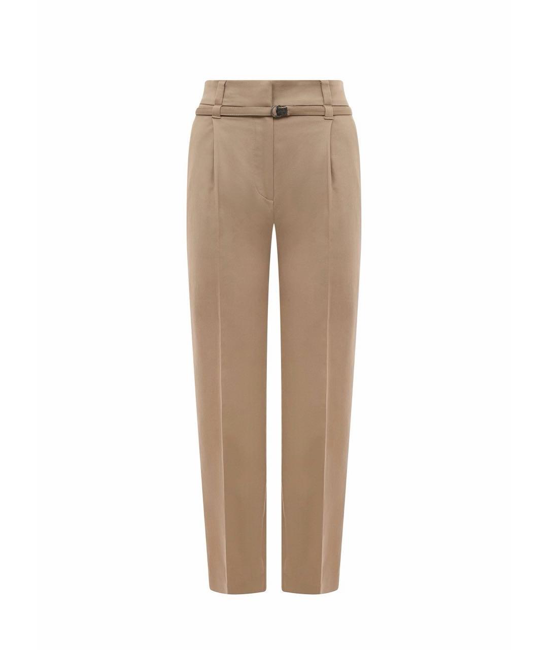 BRUNELLO CUCINELLI Бежевые хлопковые прямые брюки, фото 4
