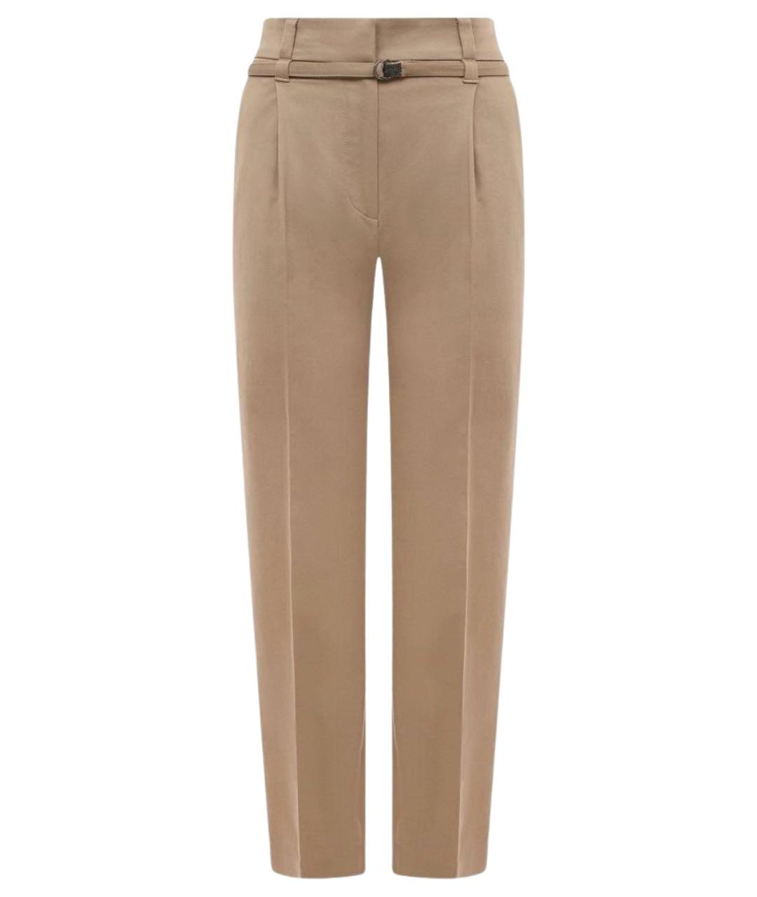 BRUNELLO CUCINELLI Бежевые хлопковые прямые брюки, фото 1
