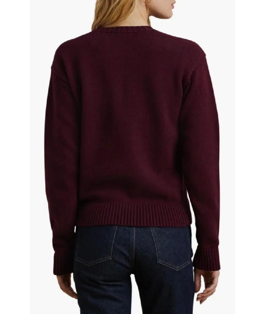 RALPH LAUREN Бордовый хлопковый джемпер / свитер, фото 2