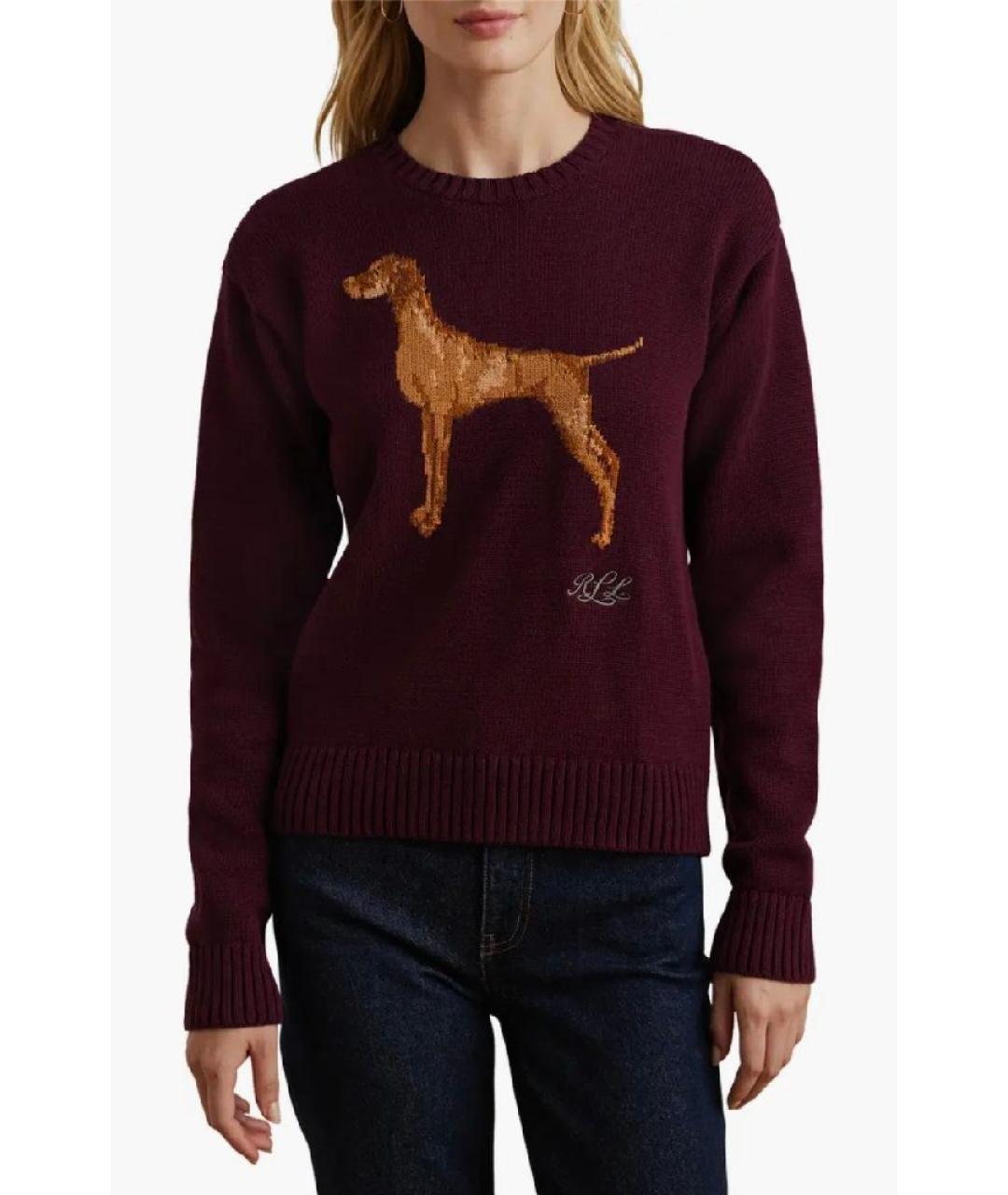 RALPH LAUREN Бордовый хлопковый джемпер / свитер, фото 5