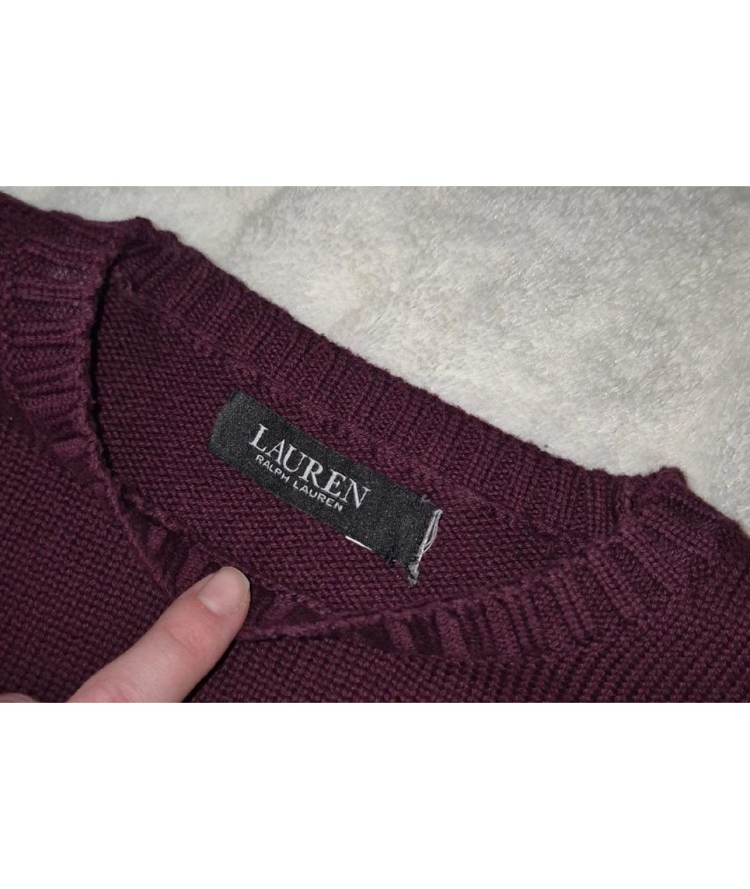 RALPH LAUREN Бордовый хлопковый джемпер / свитер, фото 3