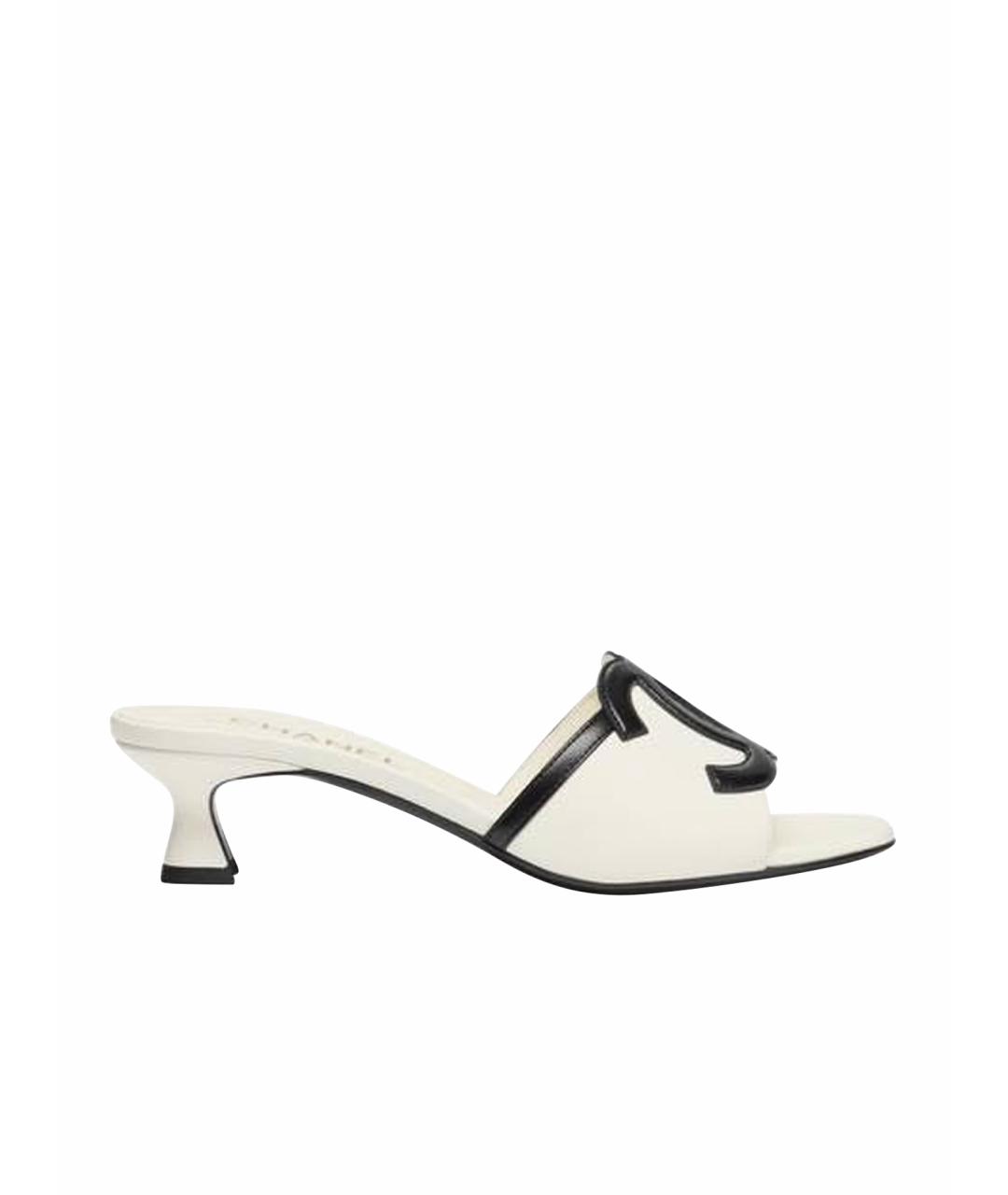 CHANEL Белые кожаные сандалии, фото 1