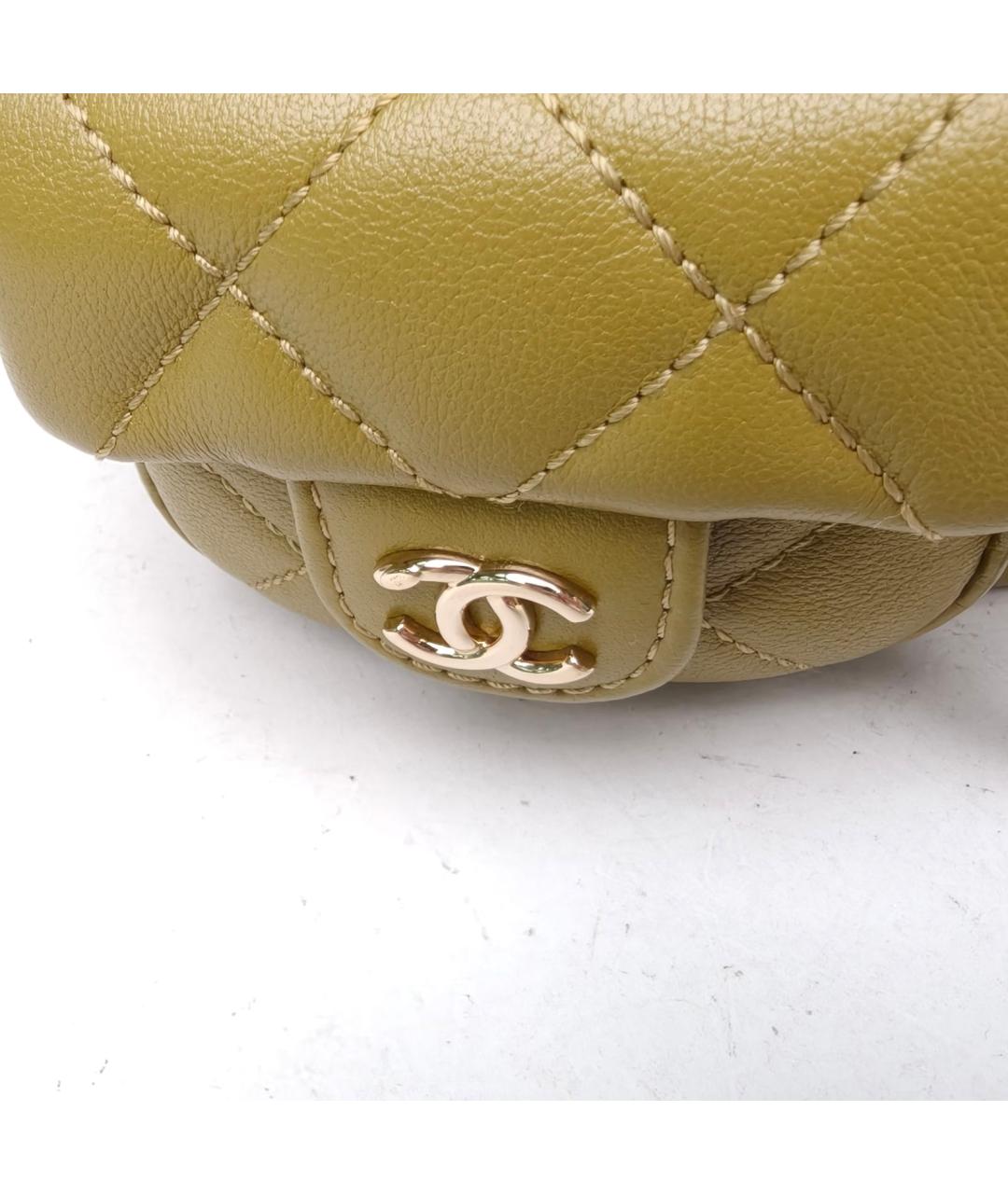 CHANEL Хаки кожаный рюкзак, фото 8