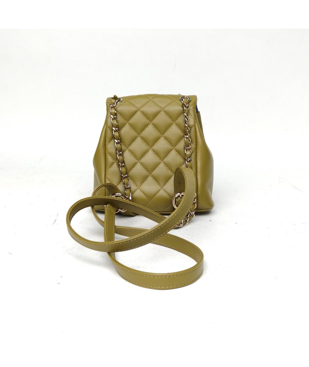 CHANEL Хаки кожаный рюкзак, фото 4