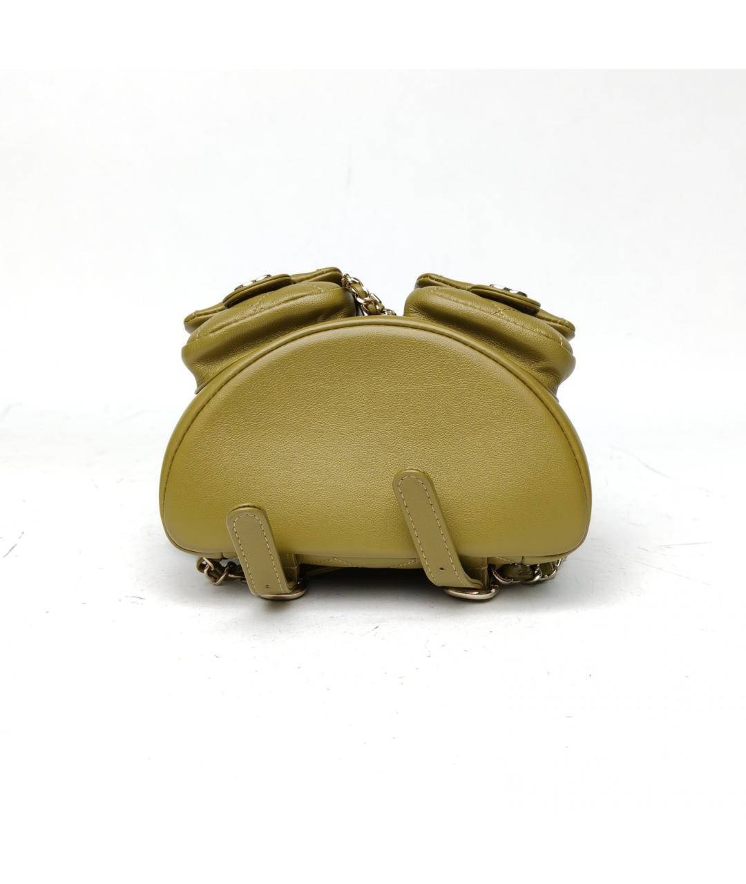 CHANEL Хаки кожаный рюкзак, фото 6