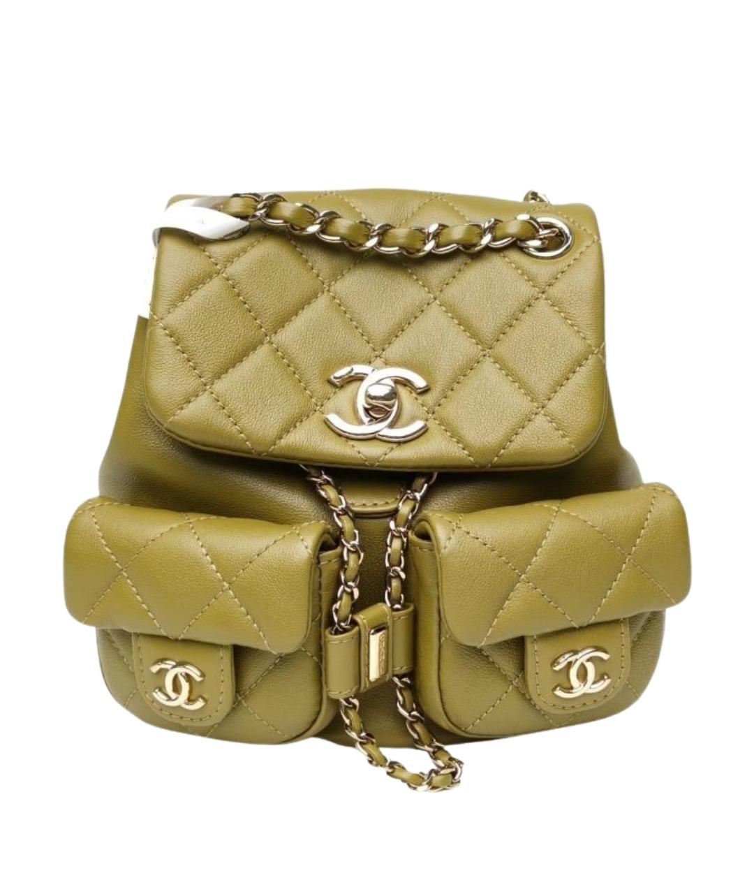 CHANEL Хаки кожаный рюкзак, фото 1