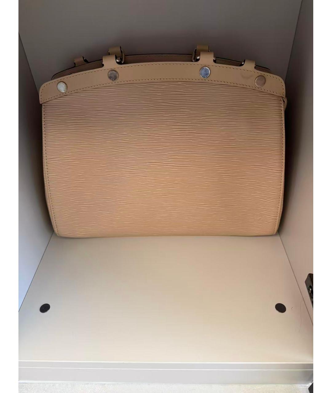 LOUIS VUITTON Бежевая кожаная сумка тоут, фото 9