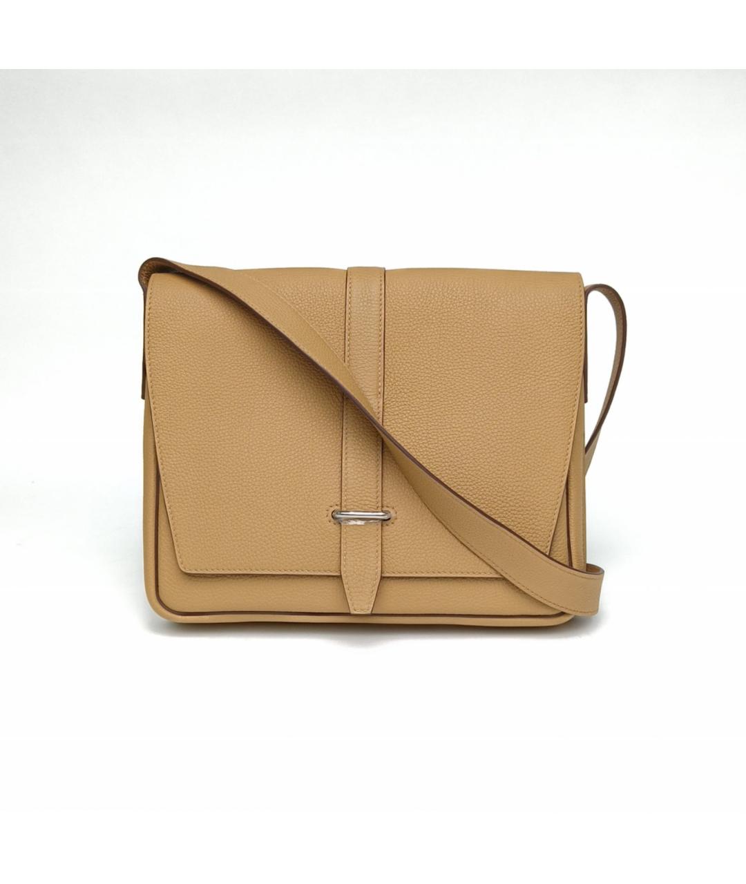 HERMES Бежевая кожаная сумка через плечо, фото 2