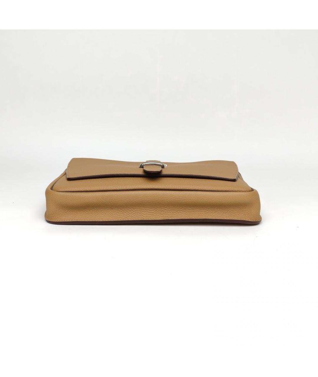 HERMES Бежевая кожаная сумка через плечо, фото 6