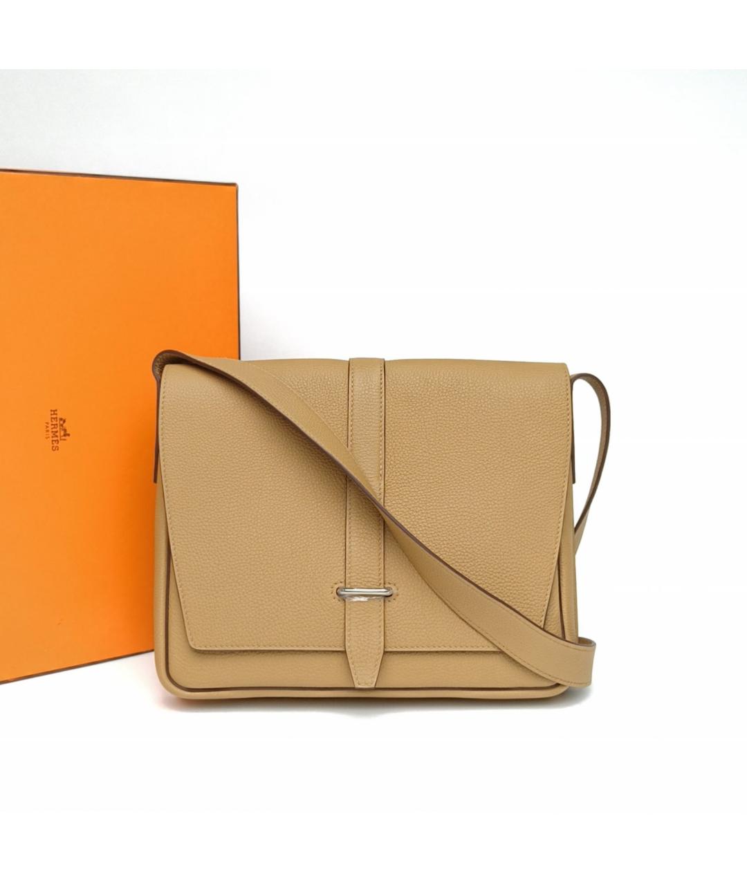 HERMES Бежевая кожаная сумка через плечо, фото 8