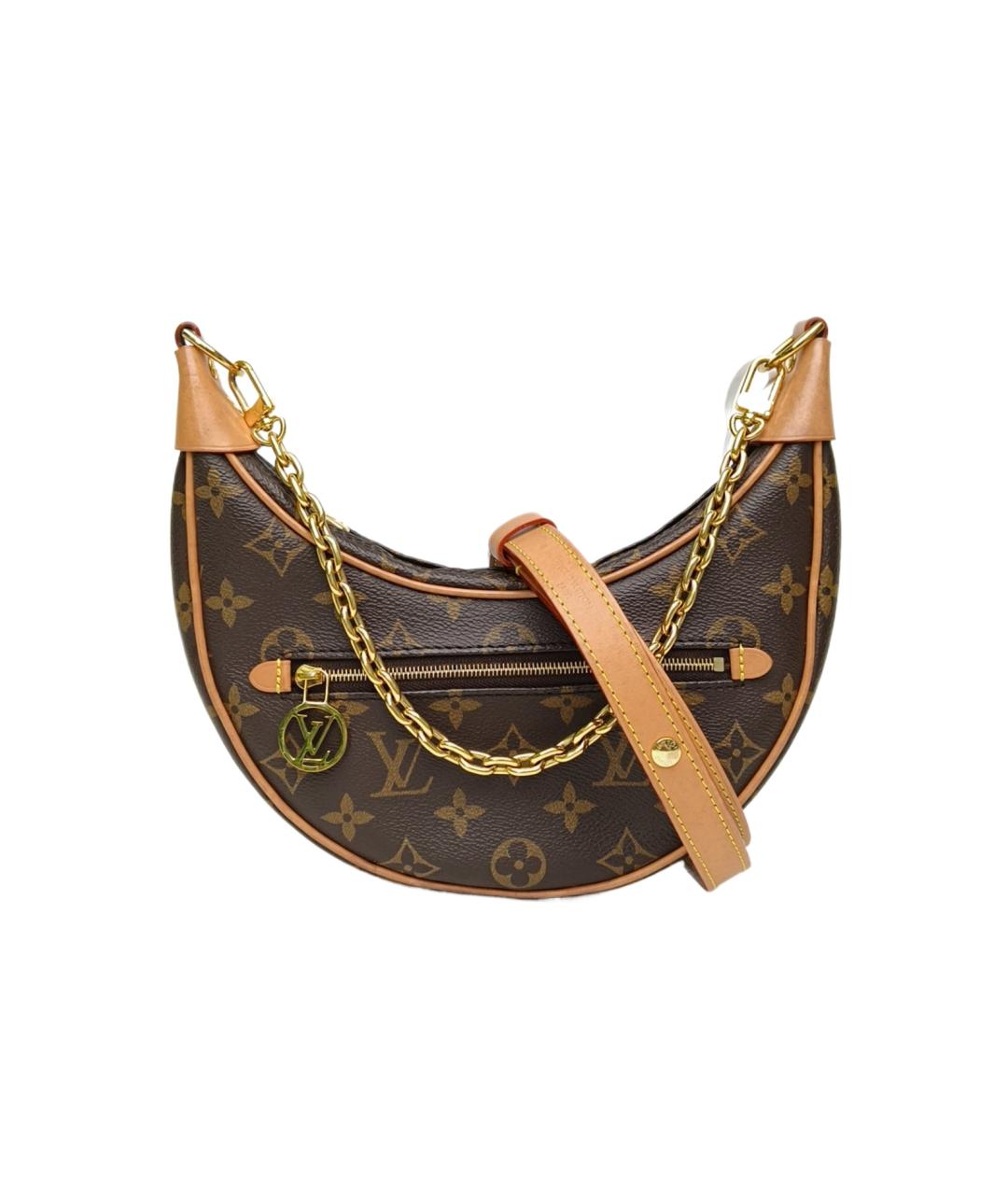 LOUIS VUITTON Коричневая кожаная сумка через плечо, фото 10