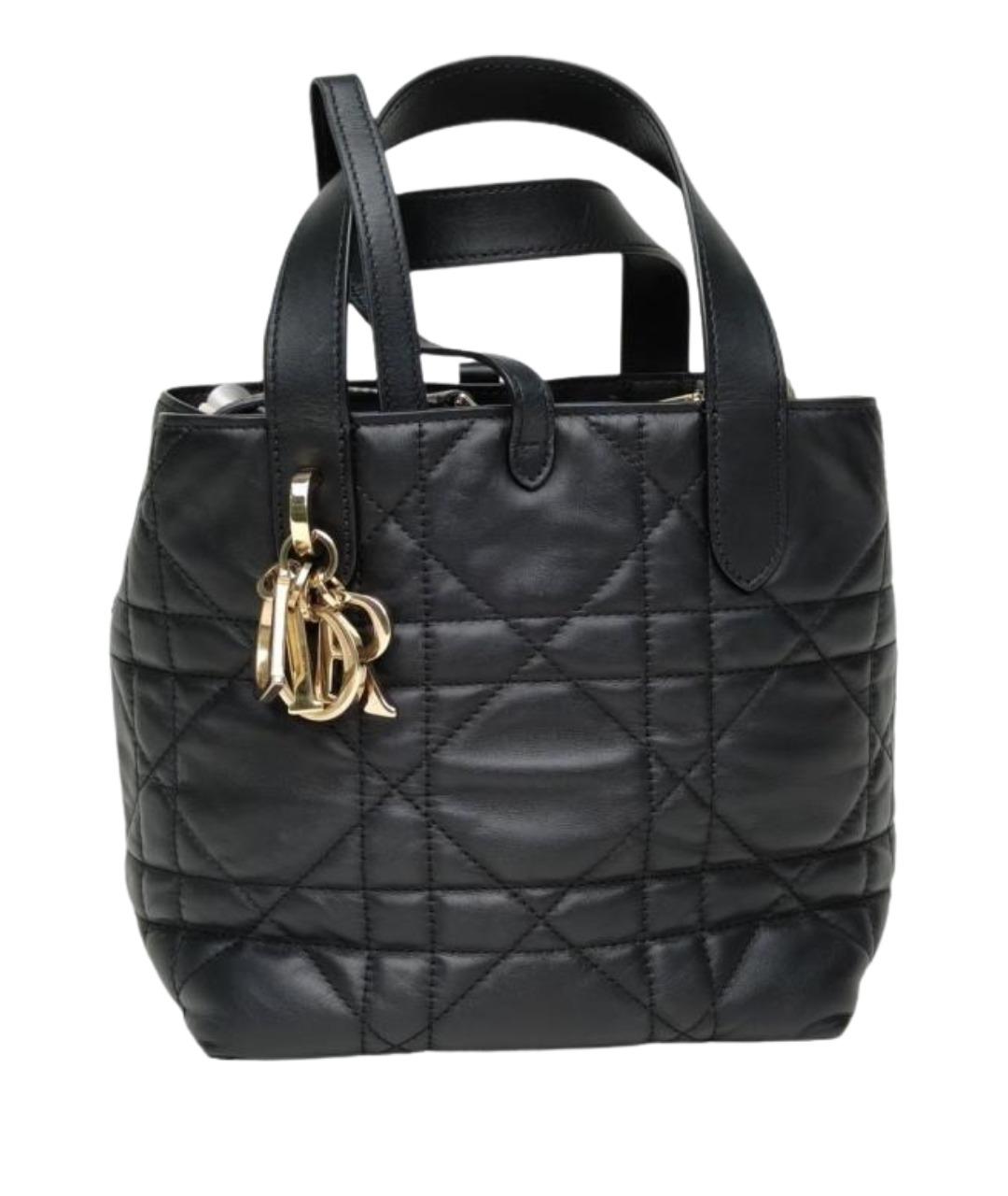 CHRISTIAN DIOR Черная кожаная сумка тоут, фото 1