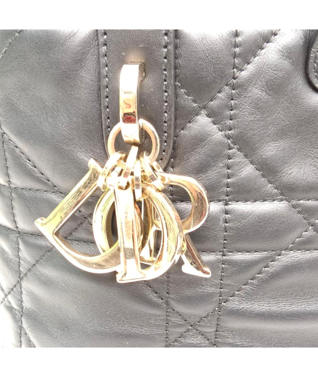 CHRISTIAN DIOR Черная кожаная сумка тоут, фото 7