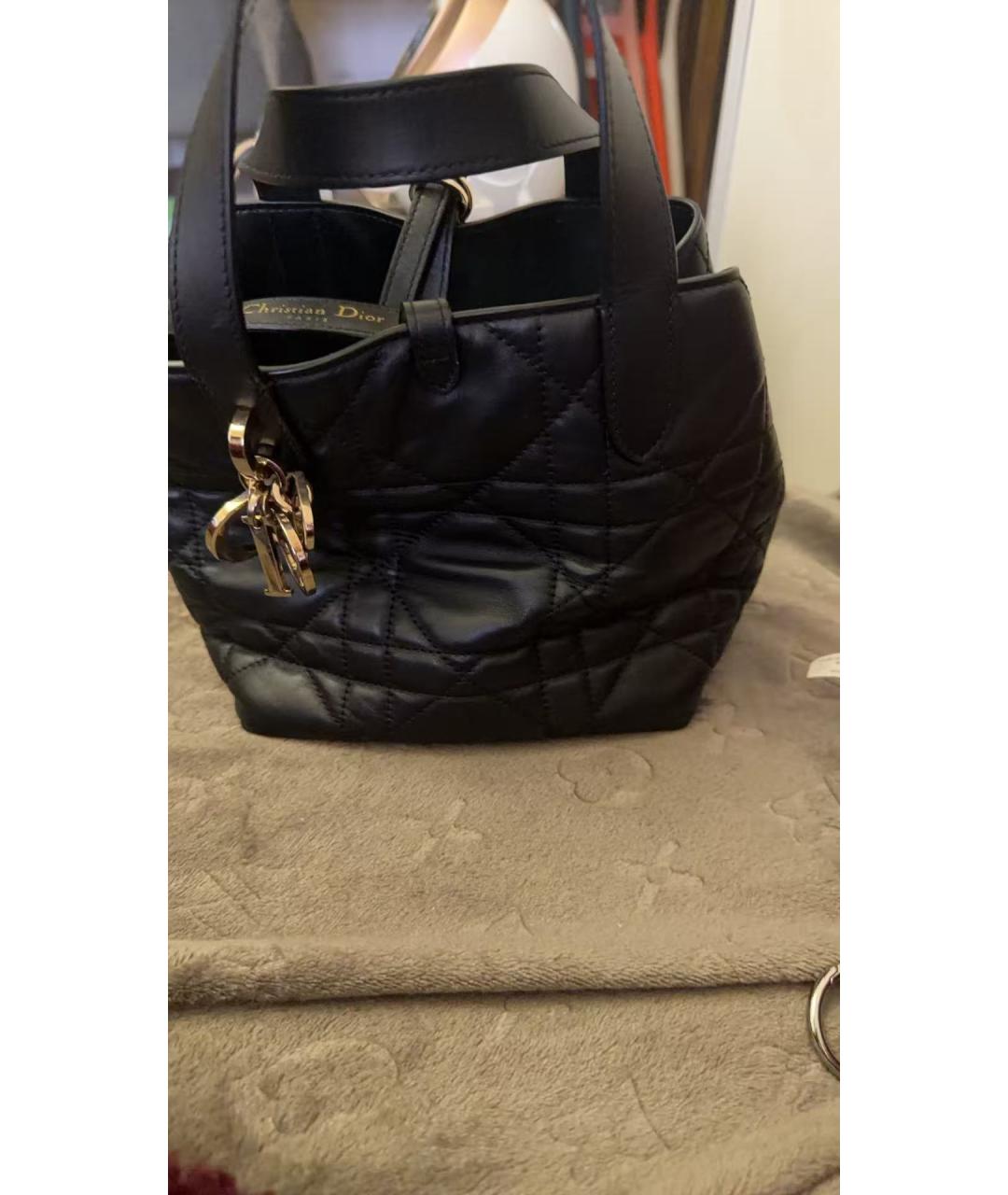 CHRISTIAN DIOR Черная кожаная сумка тоут, фото 9