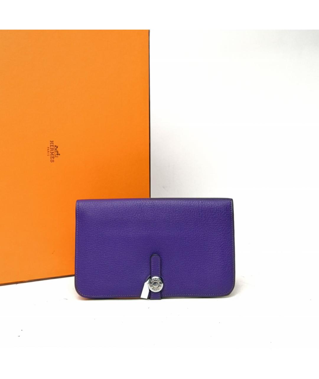 HERMES Фиолетовый кожаный кошелек, фото 9