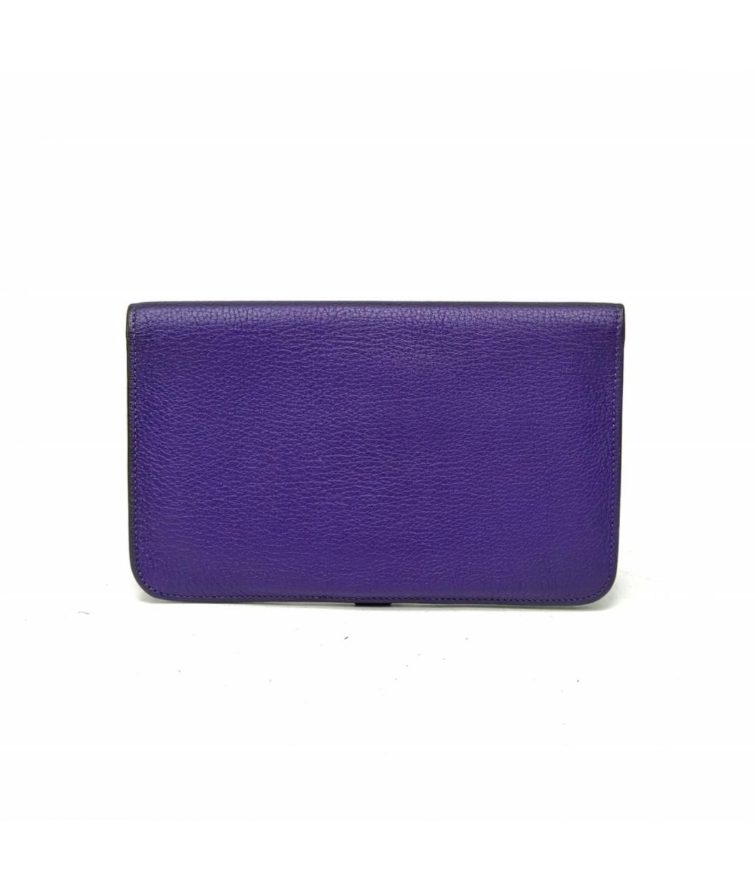 HERMES Фиолетовый кожаный кошелек, фото 4