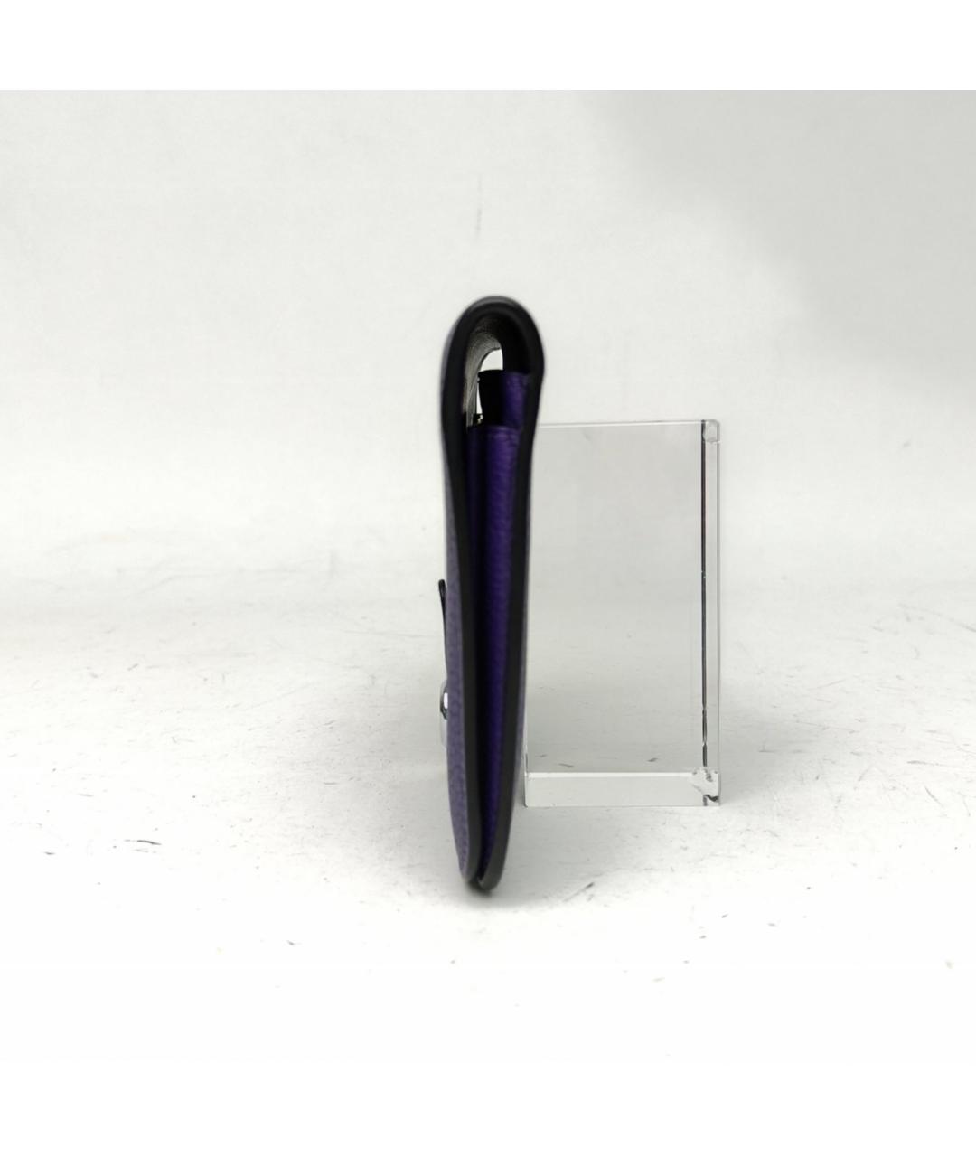 HERMES Фиолетовый кожаный кошелек, фото 3