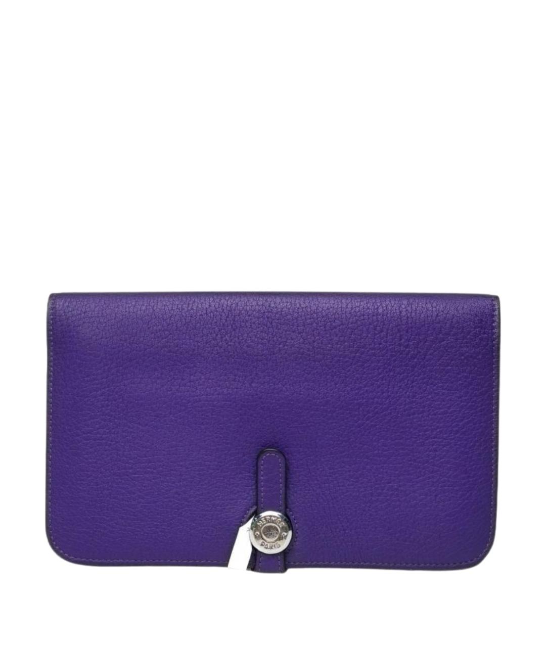 HERMES Фиолетовый кожаный кошелек, фото 1