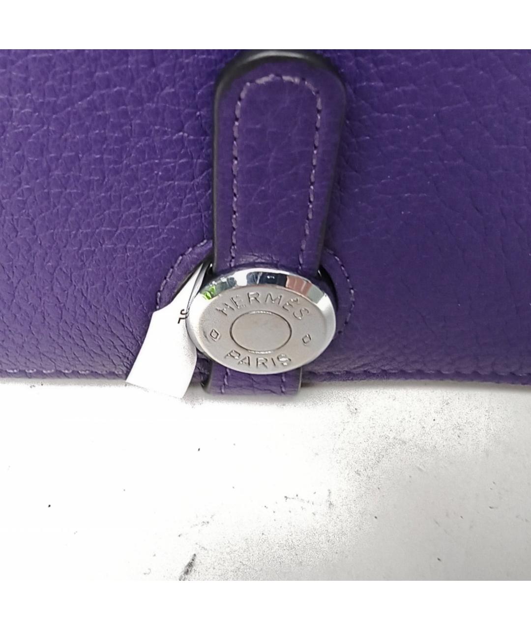 HERMES Фиолетовый кожаный кошелек, фото 7