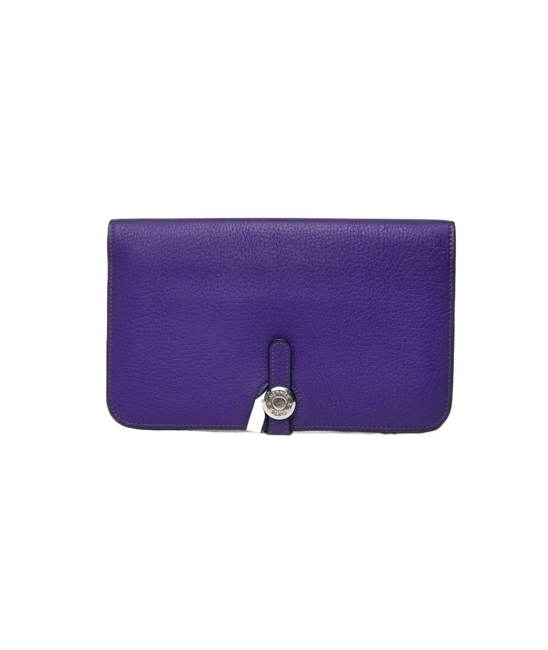HERMES Фиолетовый кожаный кошелек, фото 10