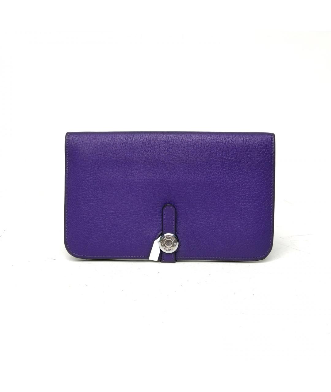 HERMES Фиолетовый кожаный кошелек, фото 2