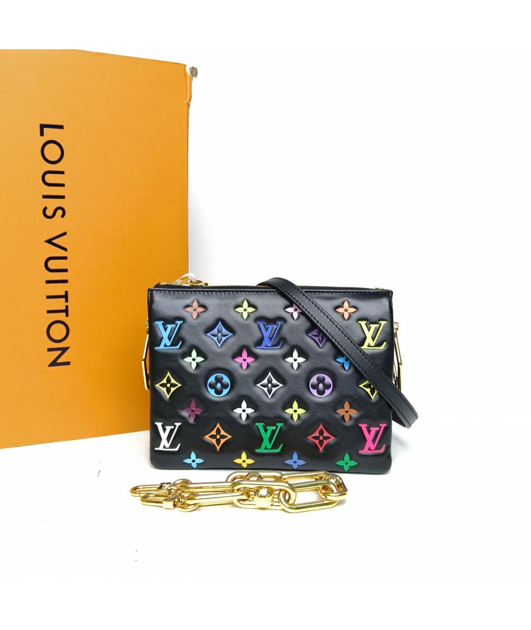 LOUIS VUITTON Черная кожаная сумка через плечо, фото 8