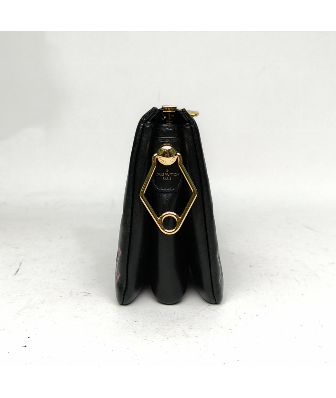 LOUIS VUITTON Черная кожаная сумка через плечо, фото 3