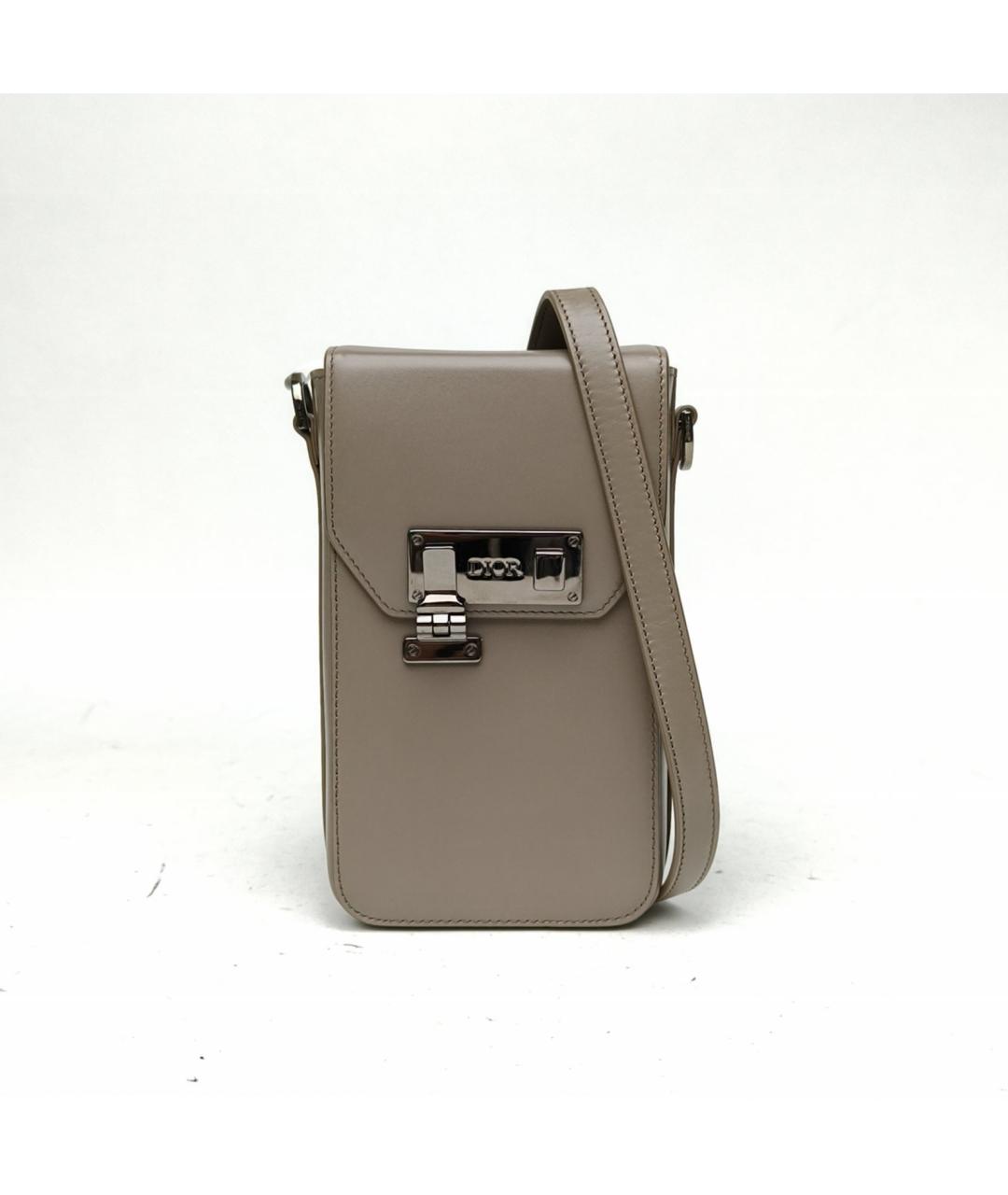 CHRISTIAN DIOR Серая кожаная сумка на плечо, фото 2