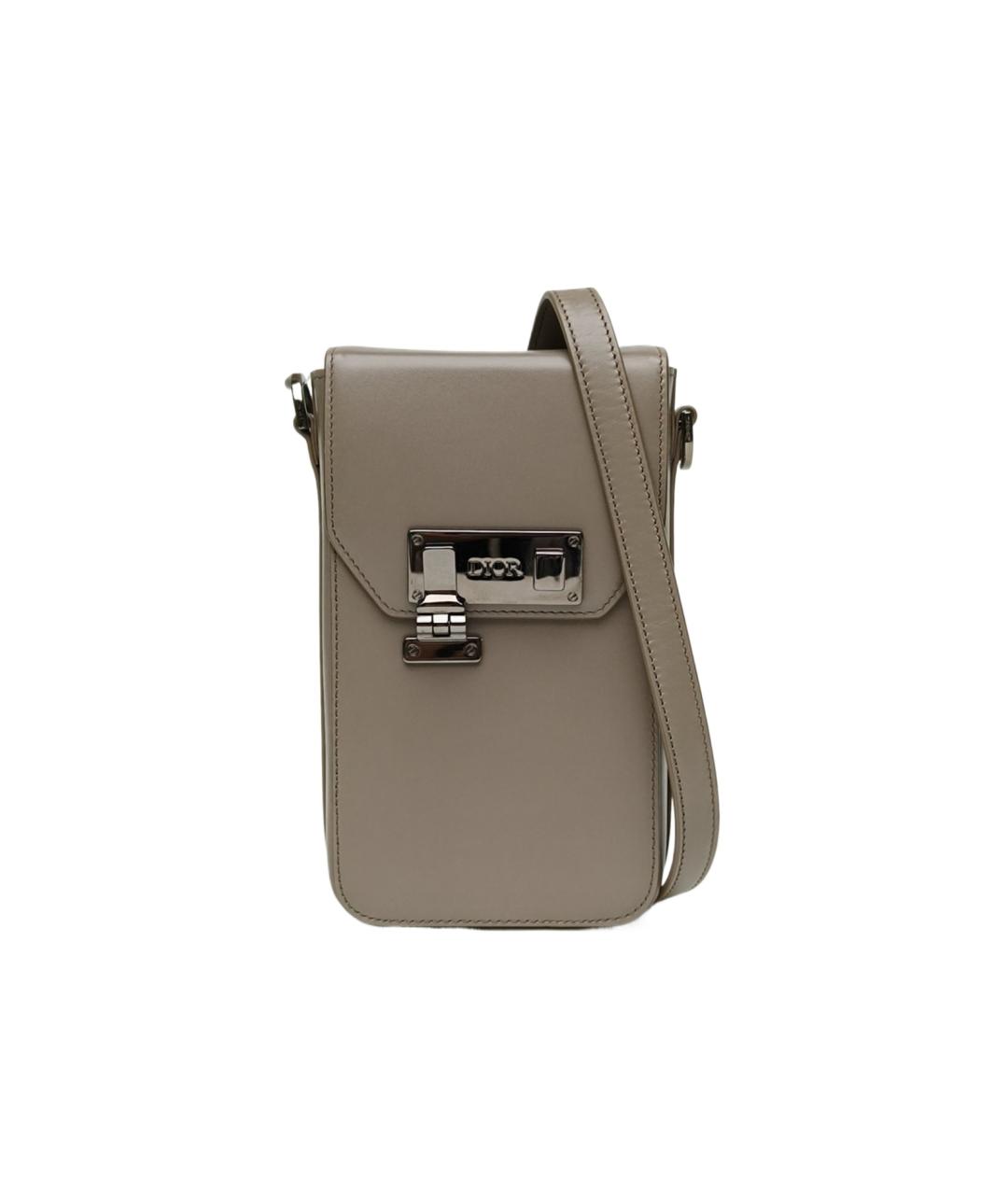 CHRISTIAN DIOR Серая кожаная сумка на плечо, фото 10