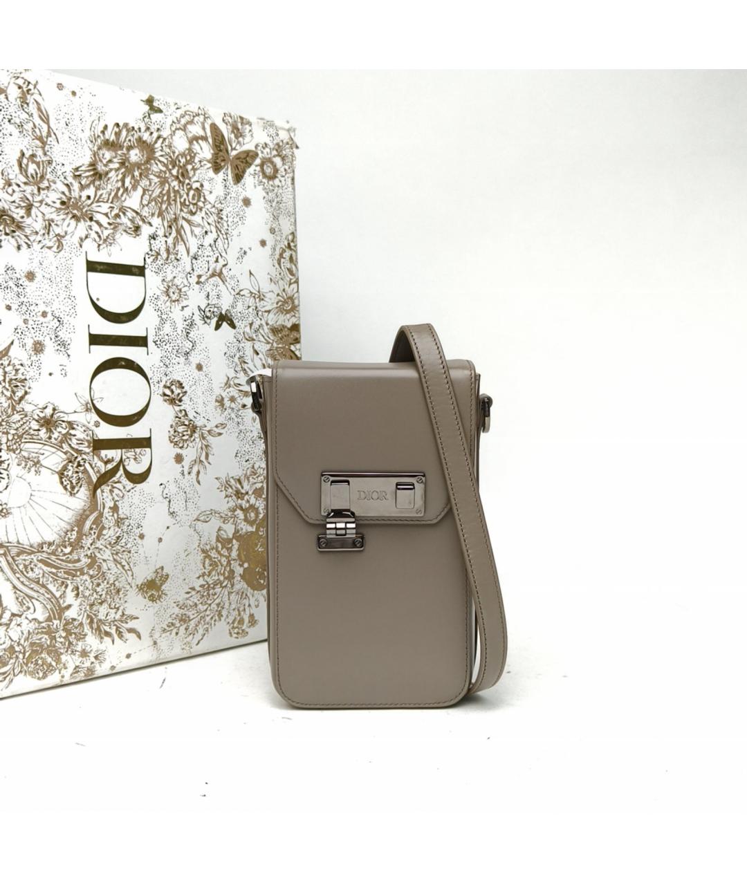 CHRISTIAN DIOR Серая кожаная сумка на плечо, фото 9