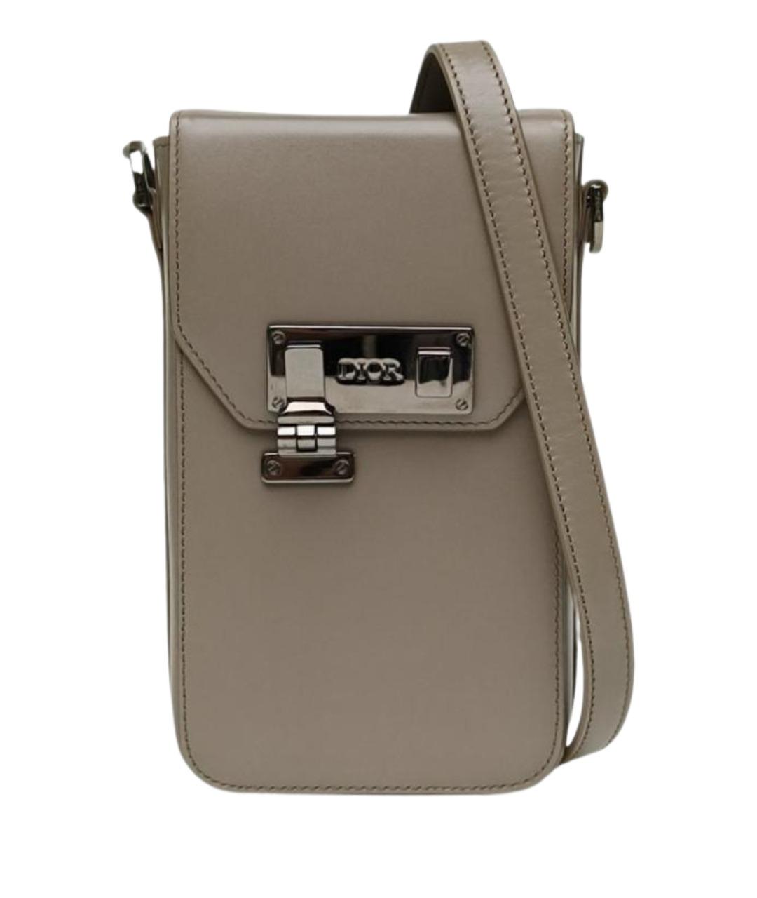 CHRISTIAN DIOR Серая кожаная сумка на плечо, фото 1