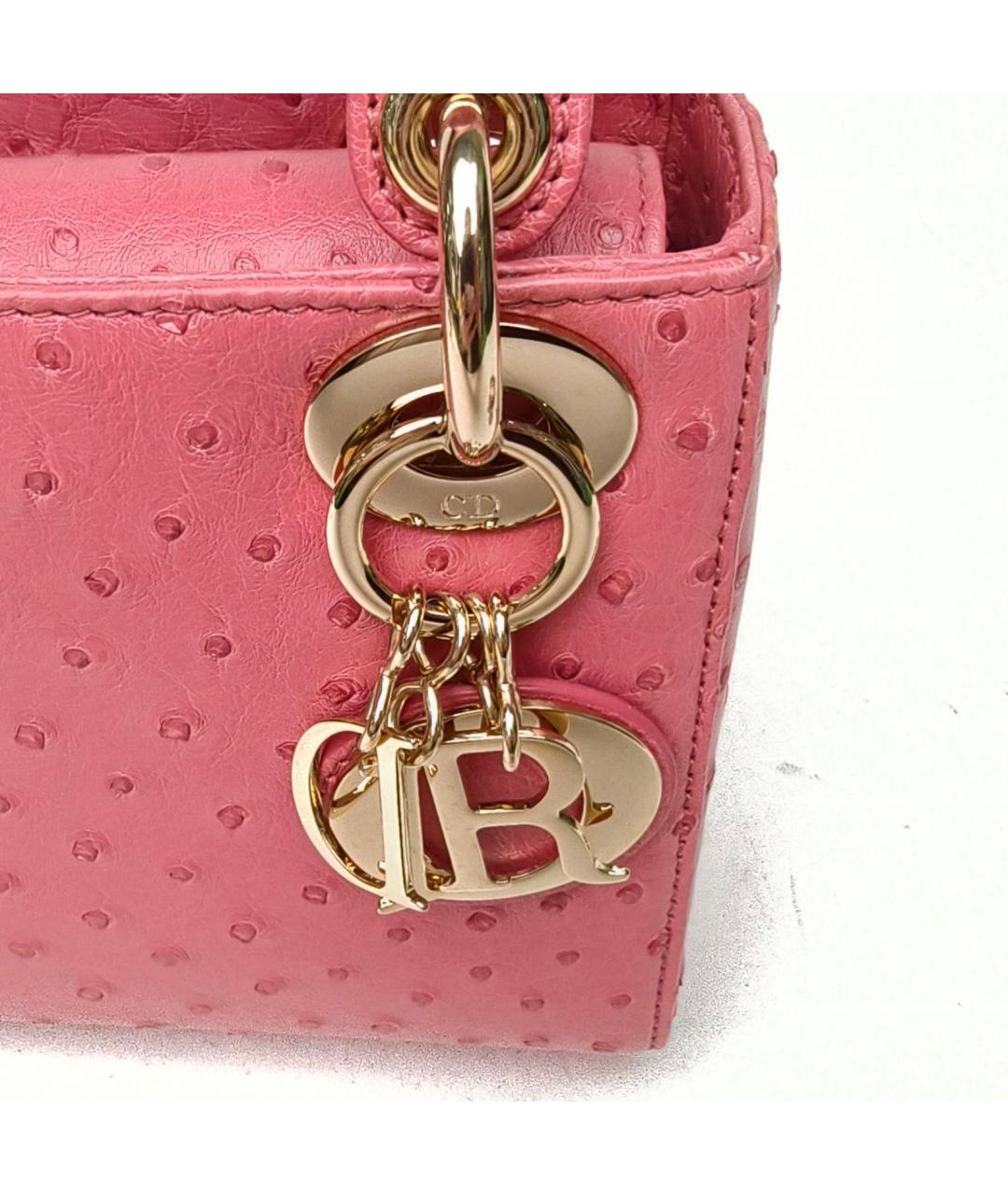 CHRISTIAN DIOR Розовая сумка через плечо из экзотической кожи, фото 8