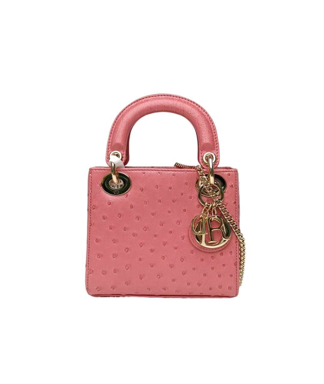 CHRISTIAN DIOR Розовая сумка через плечо из экзотической кожи, фото 9