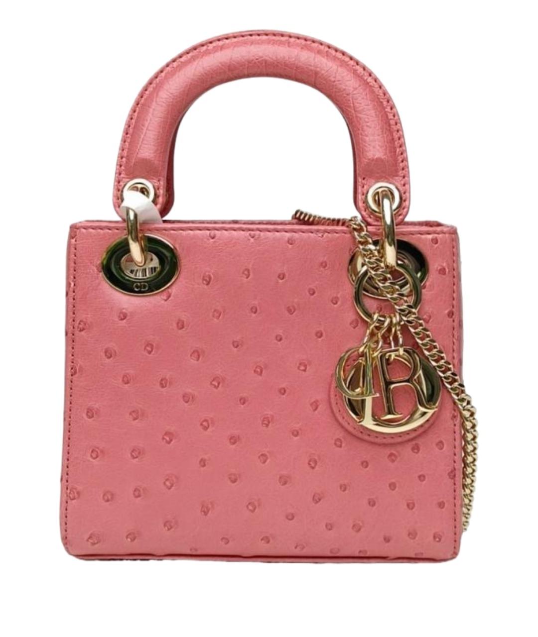 CHRISTIAN DIOR Розовая сумка через плечо из экзотической кожи, фото 1