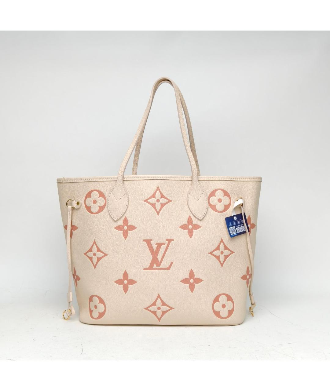 LOUIS VUITTON Бежевая кожаная сумка тоут, фото 4