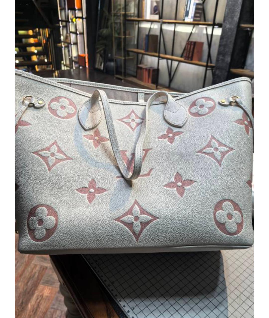 LOUIS VUITTON Бежевая кожаная сумка тоут, фото 9