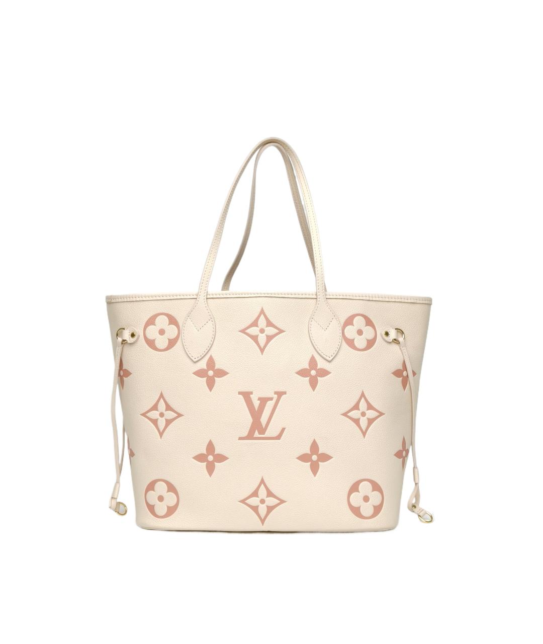 LOUIS VUITTON Бежевая кожаная сумка тоут, фото 10