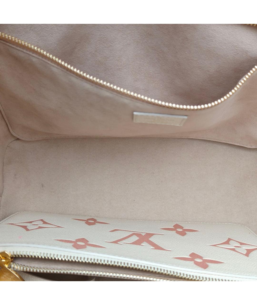 LOUIS VUITTON Бежевая кожаная сумка тоут, фото 7