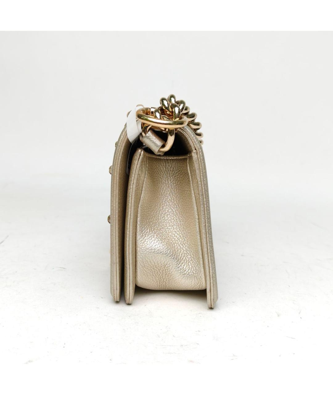 CHANEL Золотая кожаная сумка через плечо, фото 3