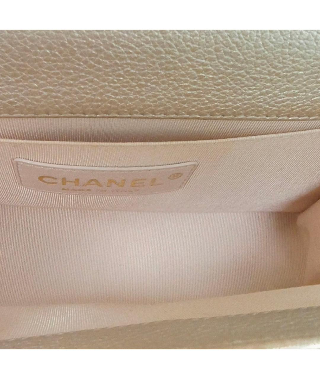 CHANEL Золотая кожаная сумка через плечо, фото 7